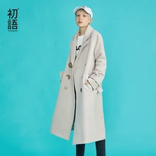 Toyouth Зимняя шерстяная одежда смеси двубортное длинное пальто Для женщин Корейский Винтаж тонкий Abrigo Mujer Largo плюс Размеры Chauqetas де Mujer