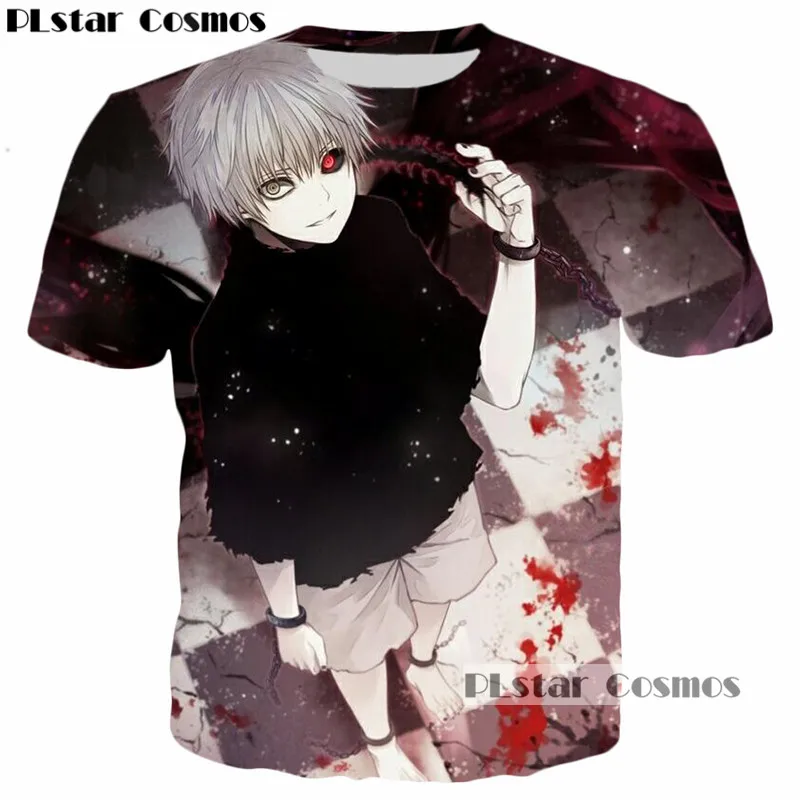 

PLstar Cosmos Classic Anime Japan Tokyo Ghoul One Red Eye & Blood Harajuku 3D print T-shirt Cool Tees Men Women T shirt tshirt