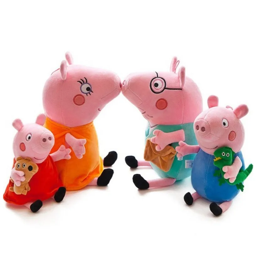 

4 Pcs/Set 19-30 CM Peppa Pig Family Pack George Dad Mom Stuffed Doll Plush Toys For Children Gifts