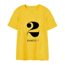 IOI Лето Пальто с коротким рукавом Футболка Корейская версия KPOP 2018men женщины хлопок рукав письмо печать черный белый серый розовый красный