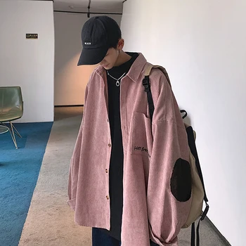 

Autumn Corduroy Embroidery Camisa Masculina Shirts Streetwear Men Spring Fashion Trend Wild Casual Loose Long-sleeved Clothes
