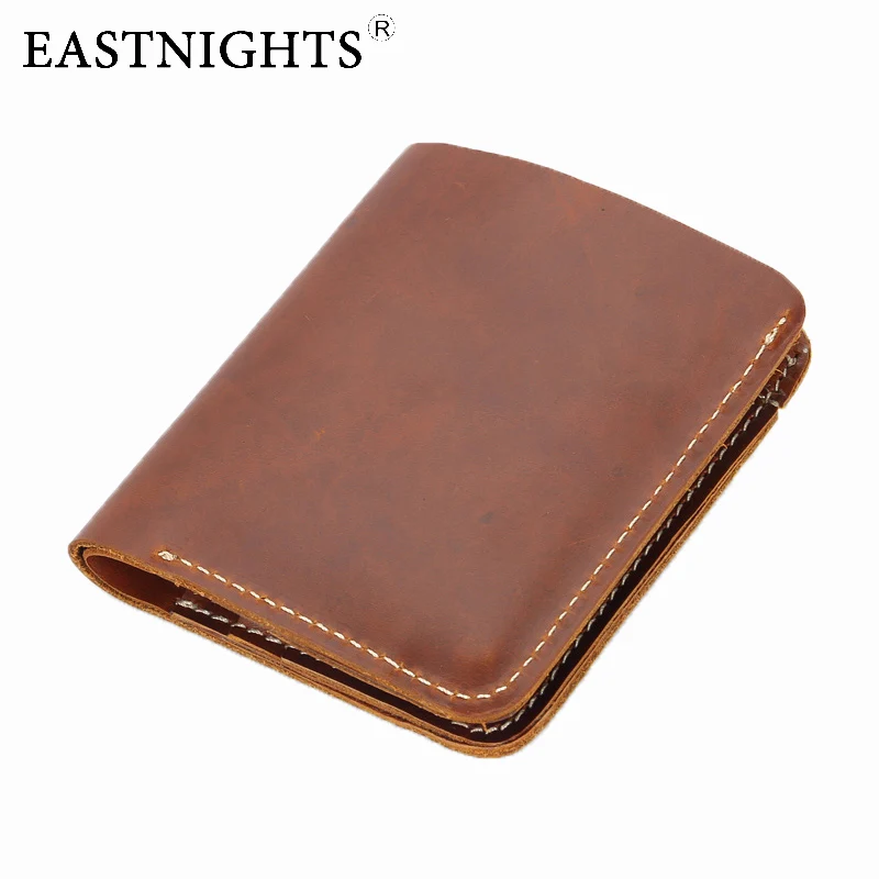 

EASTNIGHTS 2017 genuine leather men wallets famous brand wallet crazy horse leather short wallet vintage card holder TW1641