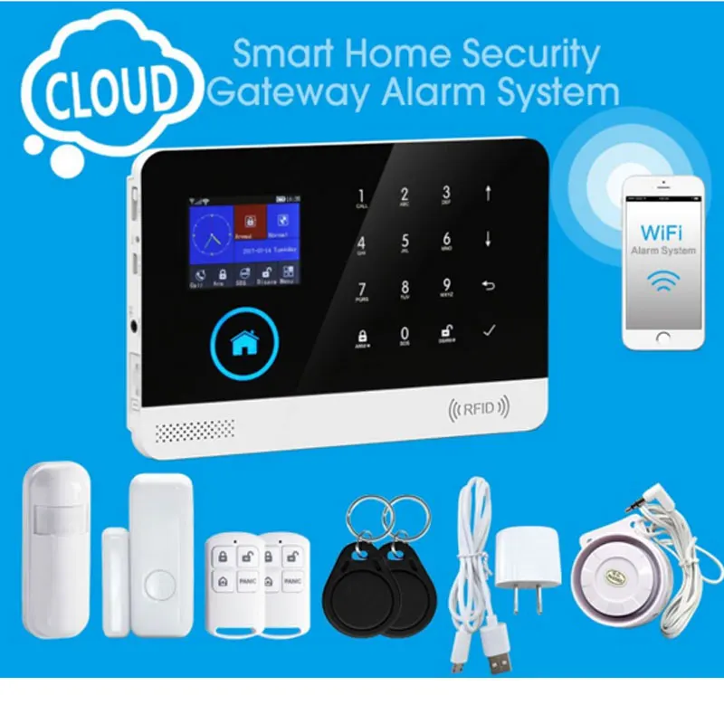 

Burgular Smart Home Security Alarm System Wireless Wifi GSM/3G Anti Theft Alarm System With Remote Controller & Smoke Detectors