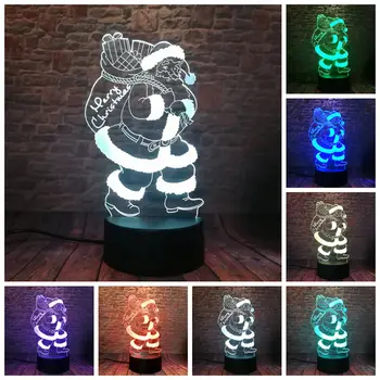 

Santa Clause Light-up Figure 3D Illusion Led Lamp 7 Colorful Changing Nightlight Flash Toys Christmas Party Supplier