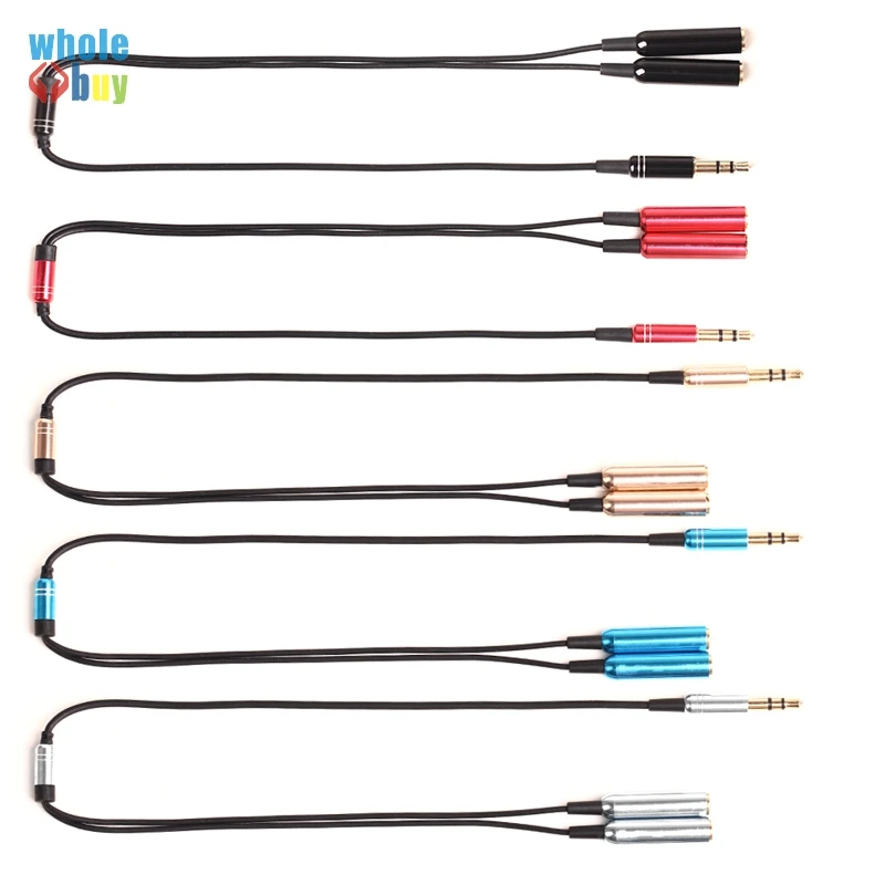 Audio Stereo Plug 3 5mm Male to 2 Female Adapter Cable Splitter Connector for Microphone and Headphone PC Phone Speaker 100pcs