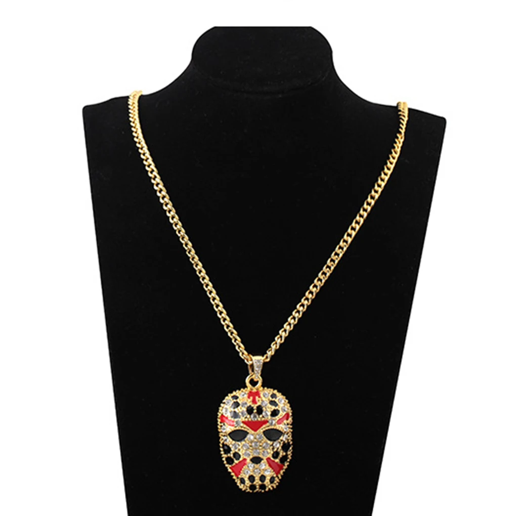 

Hot Sale Unisex Hiphop Mask Rhinestone Necklace Women Men Face Crystal Long Chain Night Club Daily Jewlery
