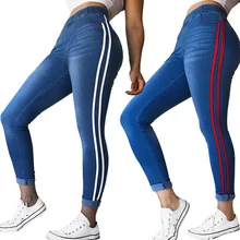 Laamei весенние женские джинсы с высокой талией, полосатые брюки, лоскутные обтягивающие джинсы, подходящие повседневные брюки, обтягивающие джинсы Z35