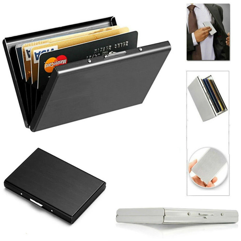 

Travel Wallet Storage Bags Credit Card ID Fashion Multi-function Box Case Card Case for Slim Stainless Steel Holder Men 2 Colors