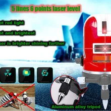 360 градусов самонивелирующийся крест 5 линий 6 точек лазерный уровень Многофункциональный Уровень лазерный Горизонтальный Вертикальный измерительный