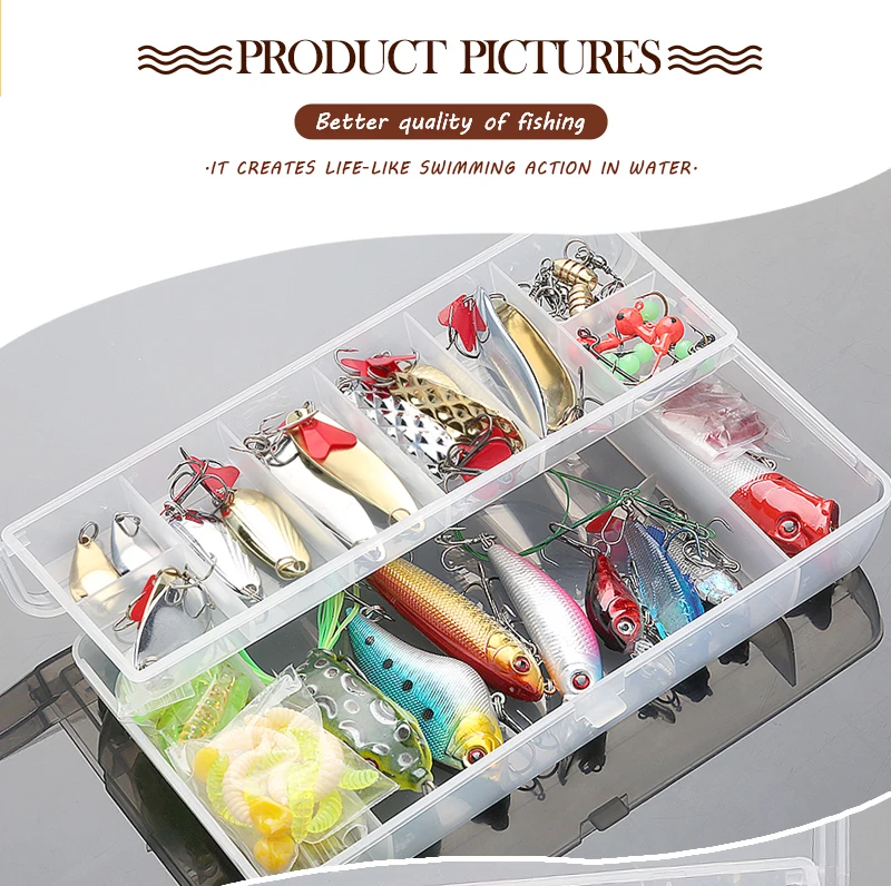 Fishing Lure MinnowPopperWobbler Spoon Metal Lure Soft Bait Fishing Lure Kit Isca Artificial Mixed ColorStyleWeight (3)