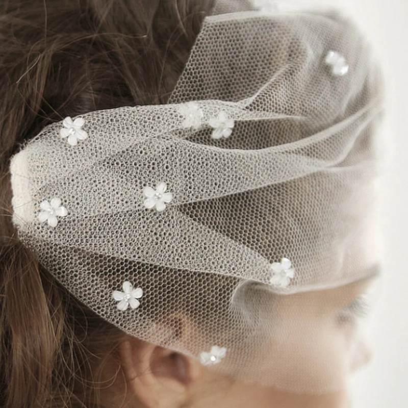 Романтическая аппликация цветок Свадебная вуаль для волос мягкая Румяна Фата невесты для женщин Свадебная тюль вуаль высокого качества