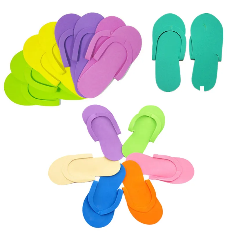 12pair/lot Soft Nail Disposable Slippers Flip Flop Foam Pedicure Foot