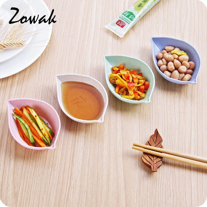 4pcs Leaves Shape Sauce Dish Dinnerware Sushi Snack Dessert Soy Vinegar Dishes Plate Appetizer