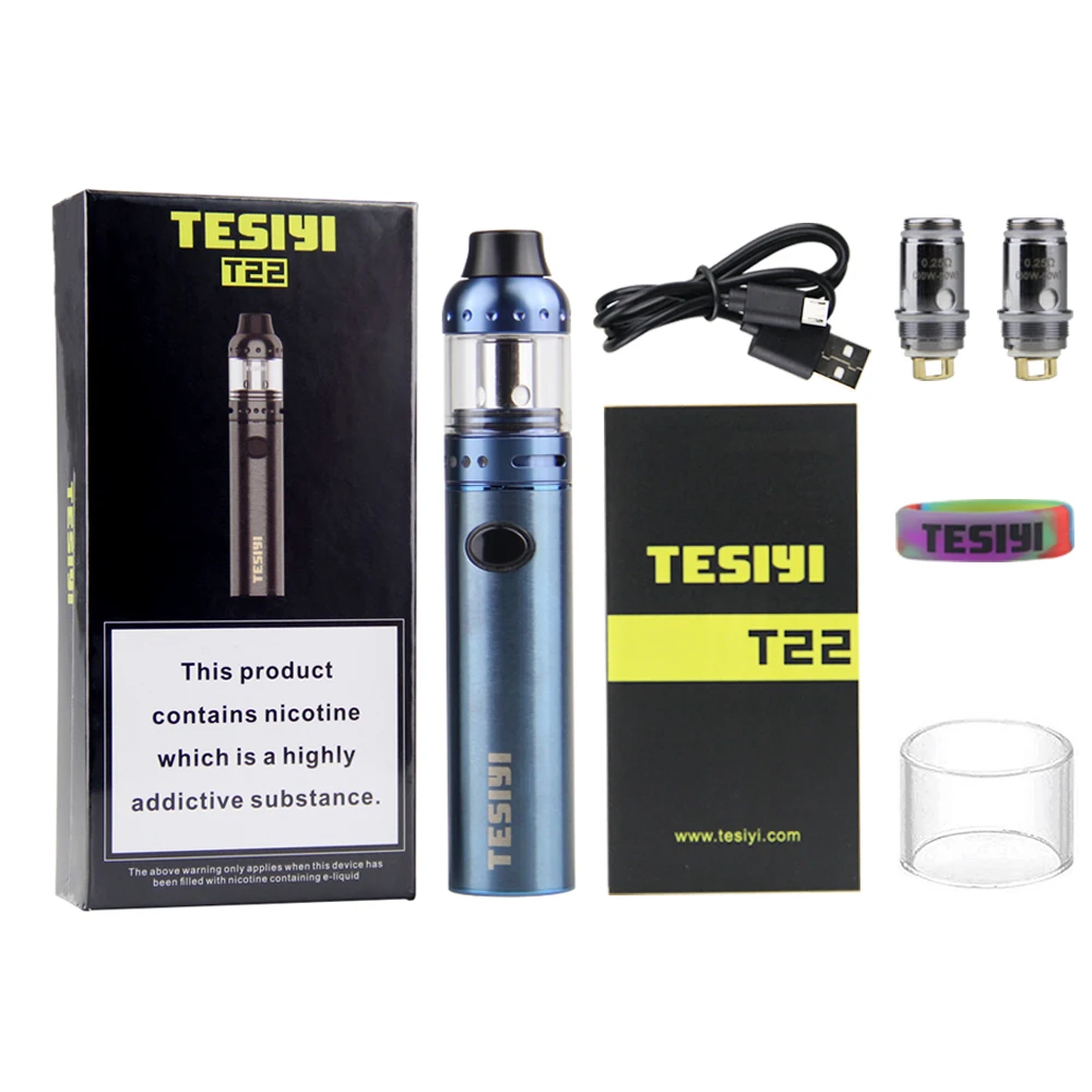 

New TESIYI T22 Electronic Cigarette kit Box mod smoke wipe Vape pen 1700mAh Battery replacement coil 2ml tank vaporizer Kit