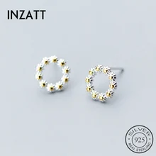 INZATT Романтический желтый цветок Серьги Геометрические круглый реальные 925 стерлингового серебра для Для женщин свадебные в лето подарок ювелирных изделий