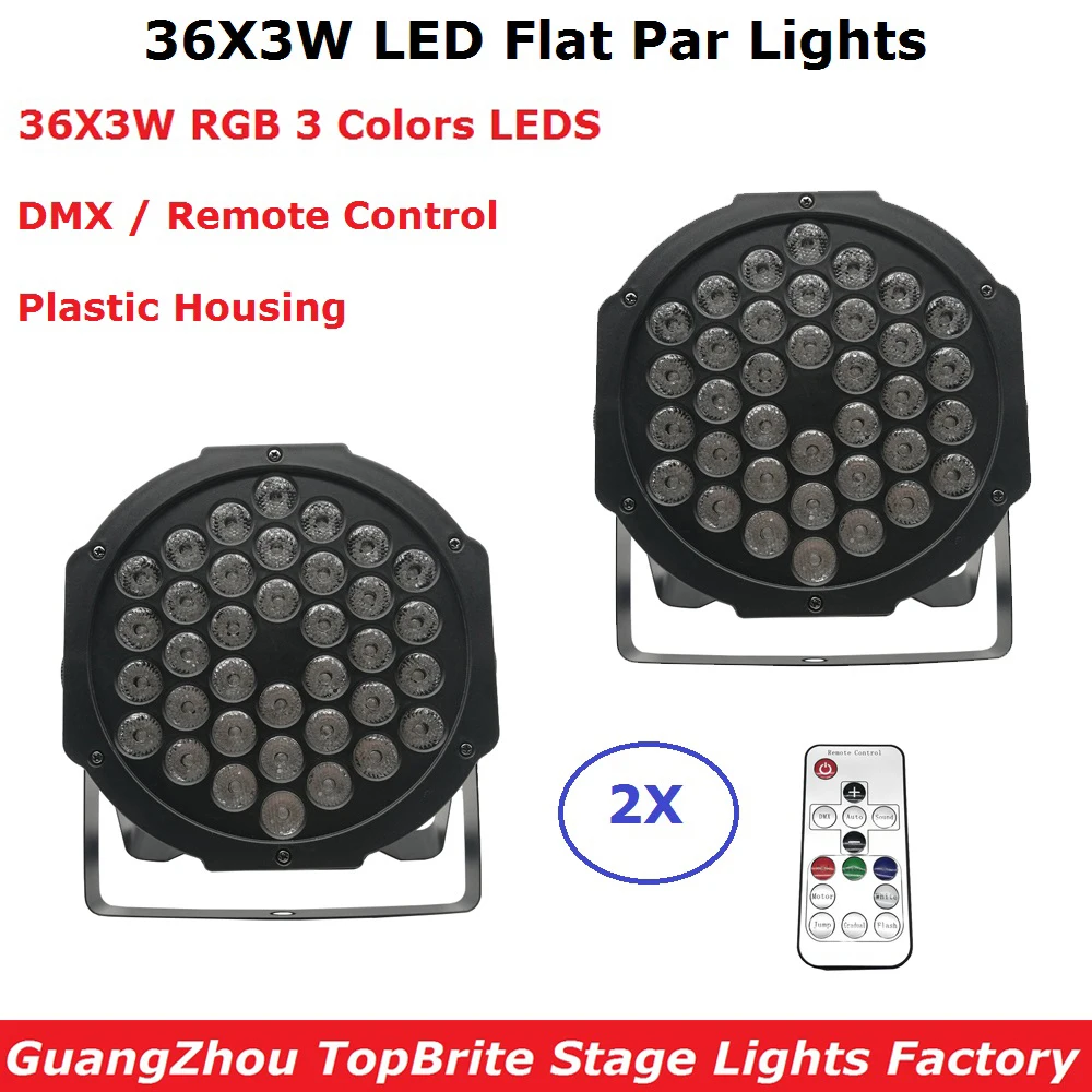 

2XLot LED 36X3W RGB Colors LED Flat Par Lights Dj Wash Light Stage Uplighting KTV Disco Par Lights DMX512 Disco Lights Par LED