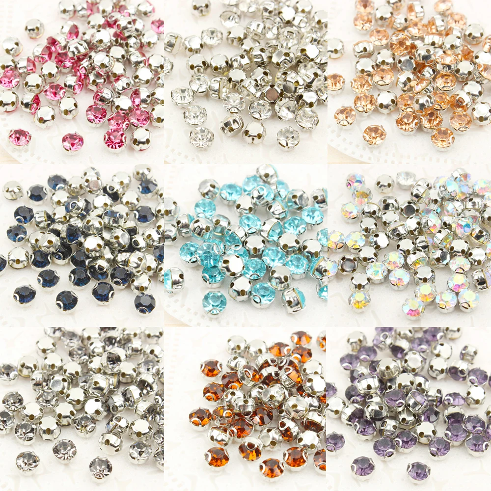 

200pcs SS20 Glass Silver Base Loose Clear Crystal AB Claw Sew On Rhinestone Claw Sewing Diy Clothes Decoration Crafts Accessorie