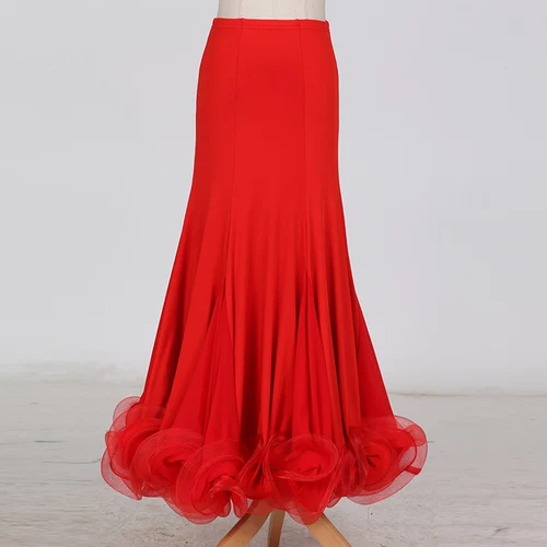 Женская юбка для бальных танцев, Современная юбка для танцев, национальный стандарт, юбка для бальных танцев, D-0349 - Цвет: Красный
