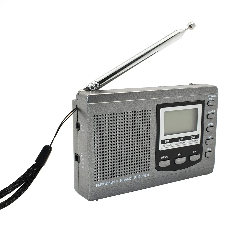 Портативное мини радио FM MW SW 9 диапазоновый приемник DSP аварийный плейер с