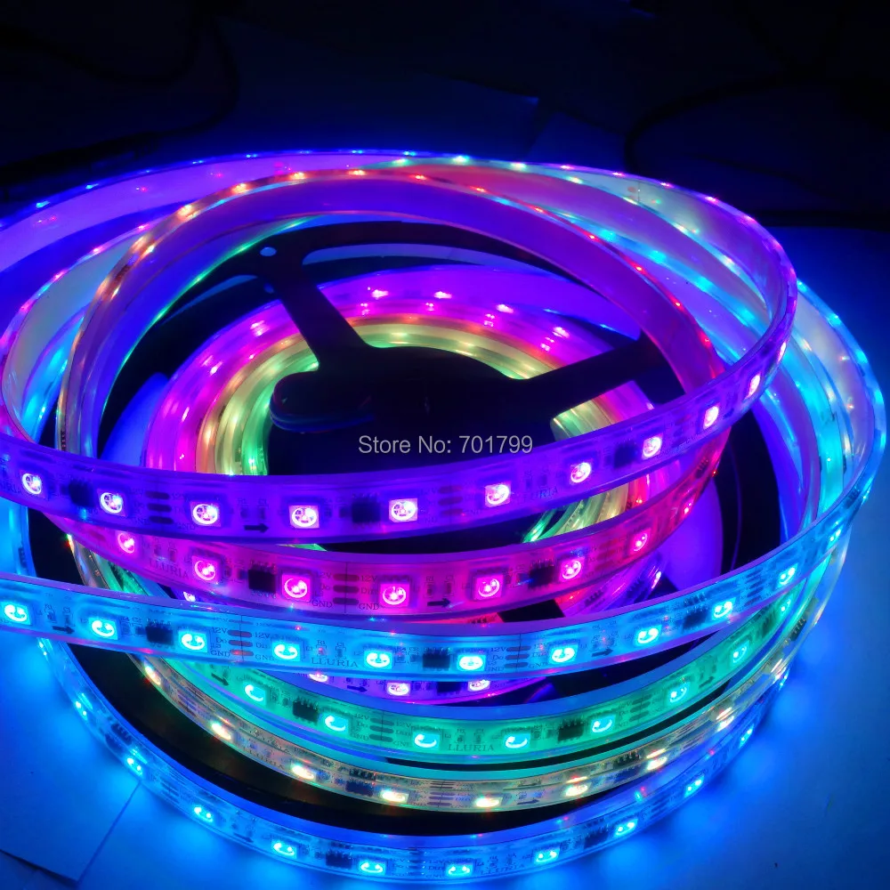 Полноцветная светодиодная лента IP68 С Φ 5m DC12V WS2811 240led (16ixes/m) WHITEPCB led digital strip|epoxy resin