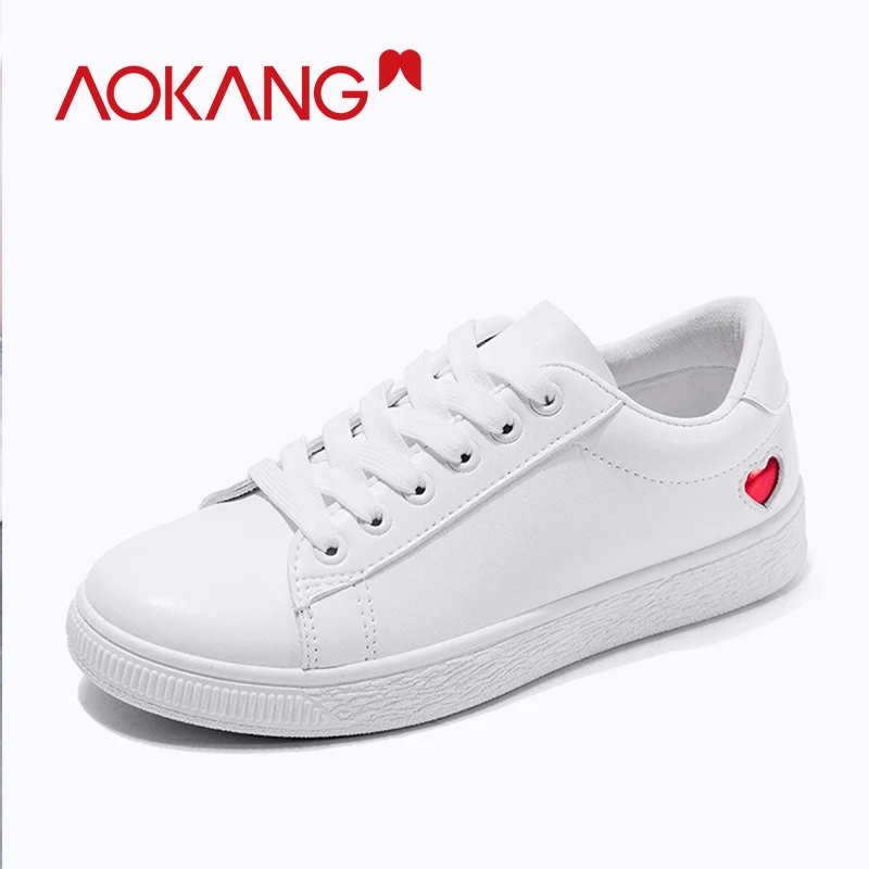 

AOKANG casual shoes women 2019 platform Women Sneakers Ladies White comfortable sweet flats woman shoes sneakers ladies