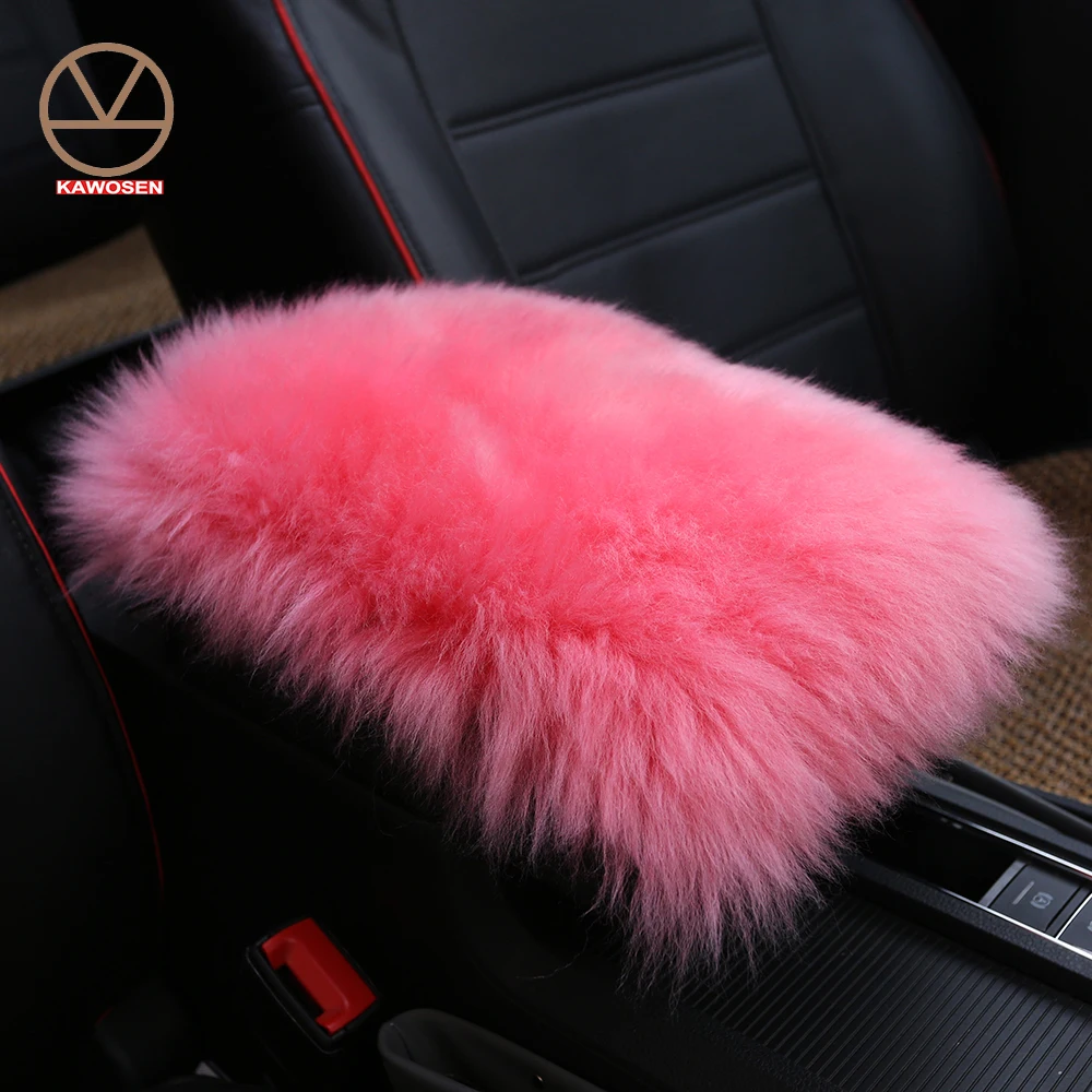 KAWOSEN Australian Pure Wool Car Armrest Cover Universal Auto Center Armrest Box Wool Cover For Car