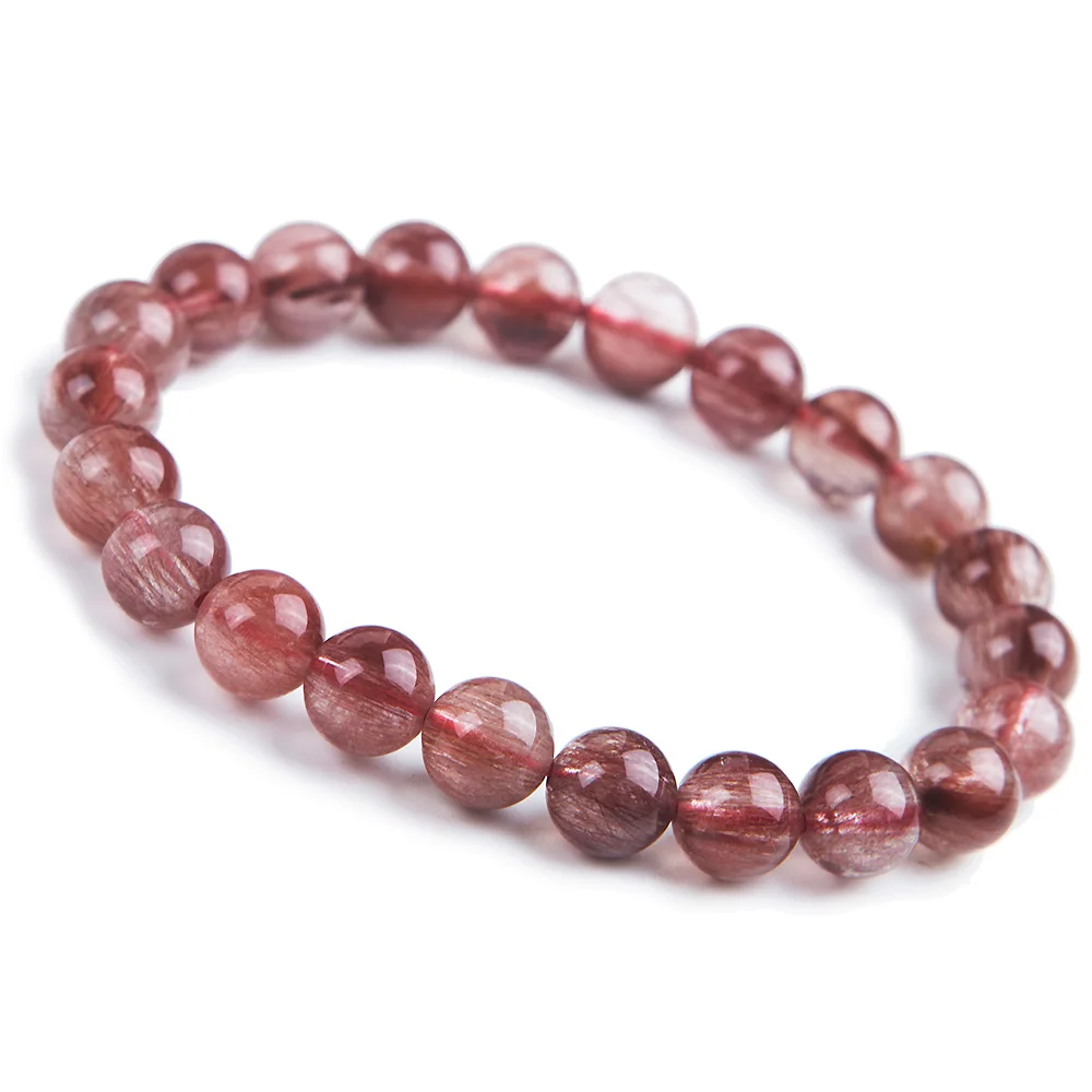 

Natural Newly Red Hair Rutilated Quartz Round Beads Crystal Bracelet 8.5mm Women Men Clear Stone AAAAA Gift Bracelet Jewelry