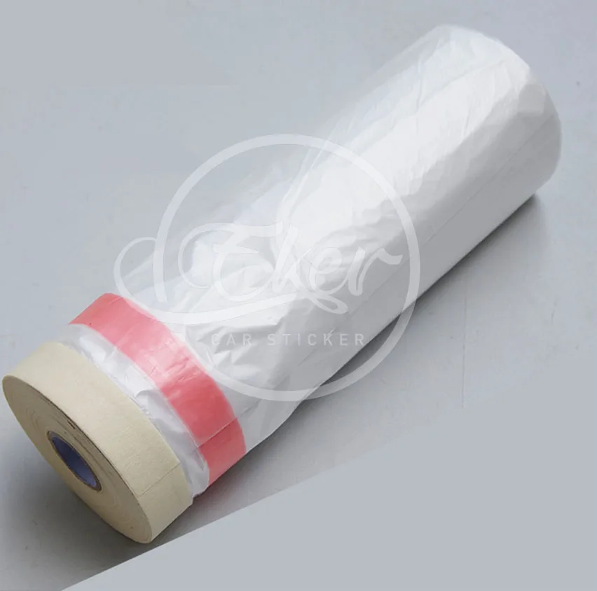 3PCS 110cm*30m Per Roll Pre Taped Plastic Drop Cloth Masking Film Spray