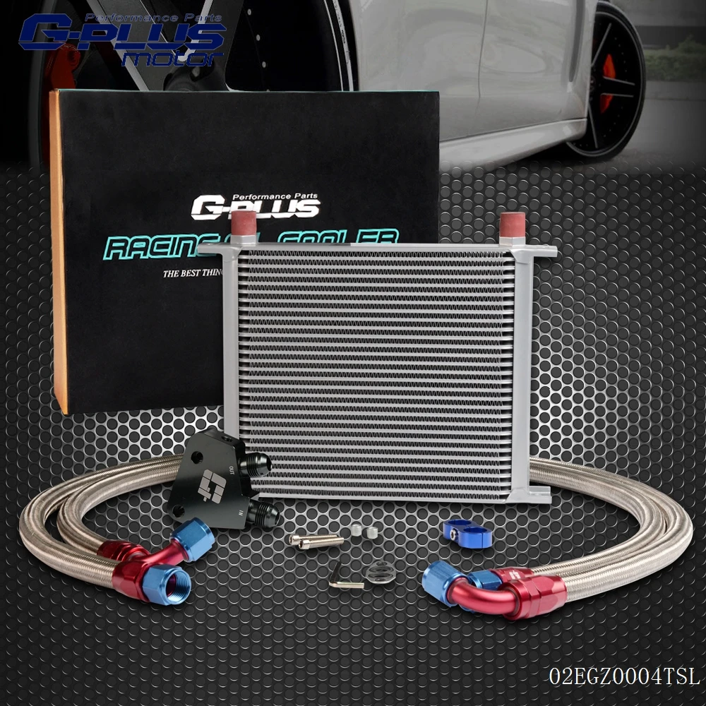 Universal 30 Row Engine Oil Cooler Kit + Sandwich Plate Fit For LS1 LS2