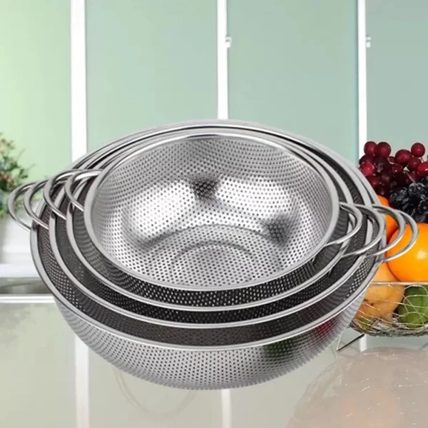 

Kitchen Hotel restaurant 16cm-40 cm Stainless Steel Vegetable Basin New Style Fruit Basket Rice Sieve Wash Colander Food Pot