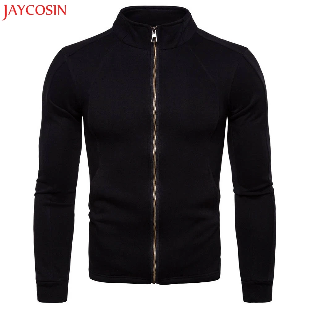 

JAYCOSIN Sweater Men 2018 New Arrival Casual Men Autumn Patchwork Quality Stand Zipper Jacket Top Blouse Size S-2XL z0910
