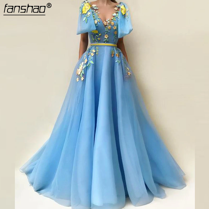 yellow and sky blue dress