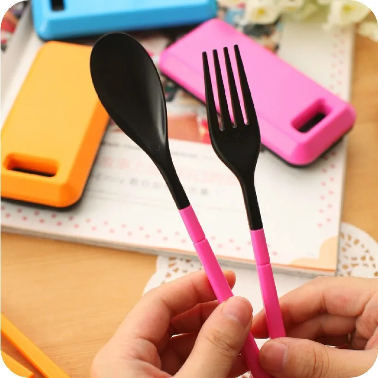 

100Set 3pcs/set Portable Tableware Sets Folding Combination Tableware Kitchen Tools