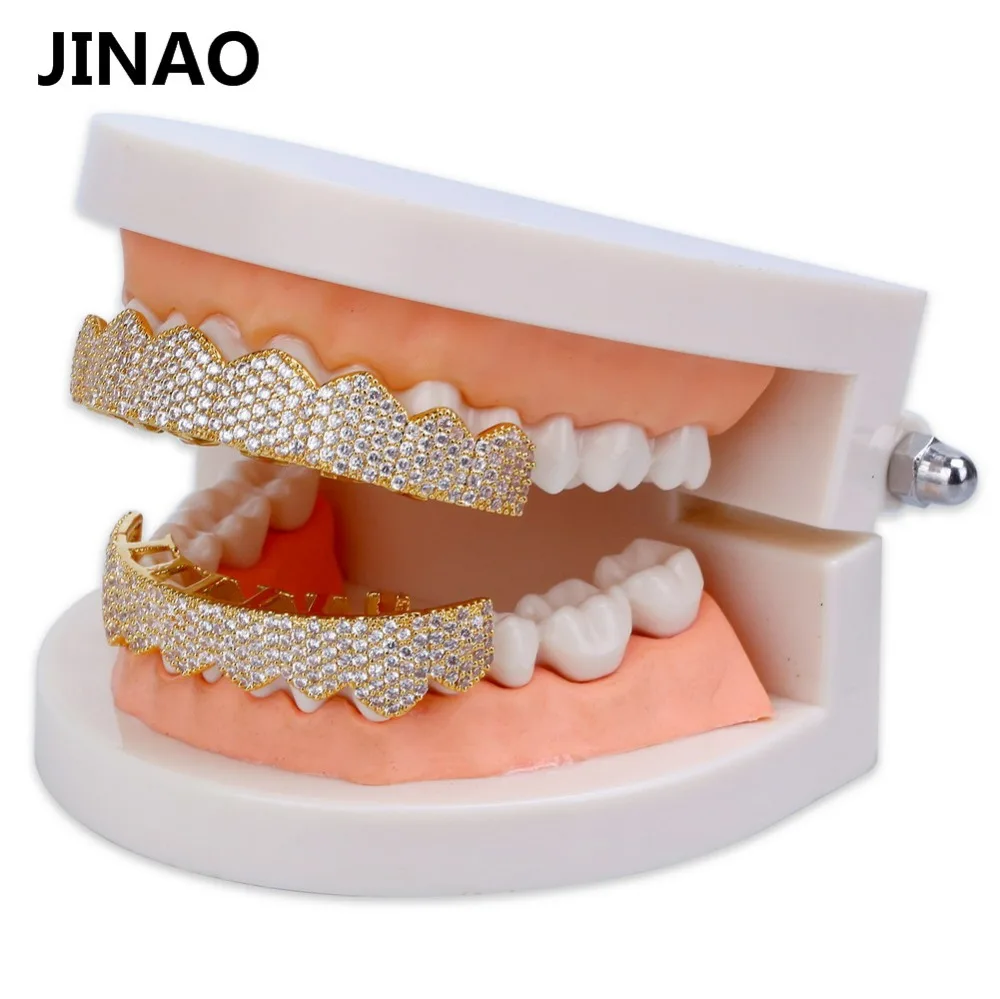 ouro grillz cristal jóias superior inferior grills