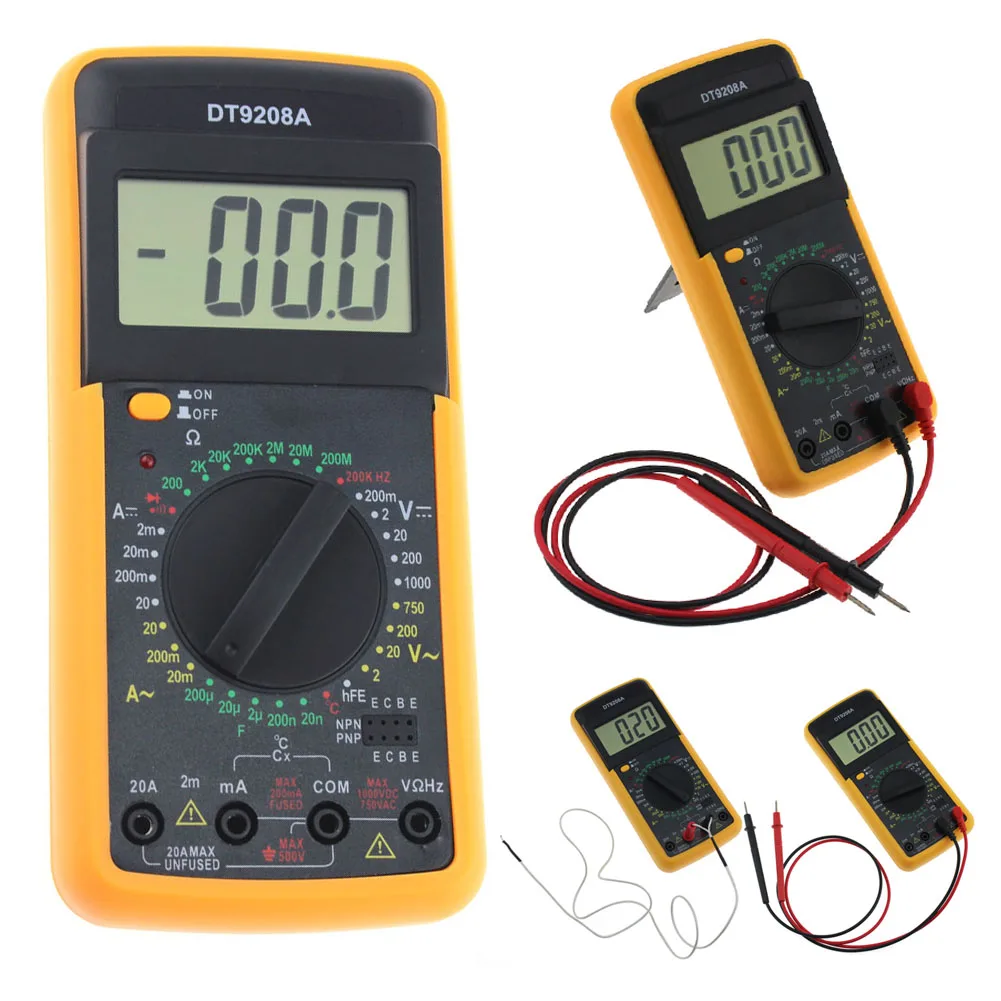 DT 9208A Digital Multimeter 200KHz Testing Hertz Backlight AC/DC