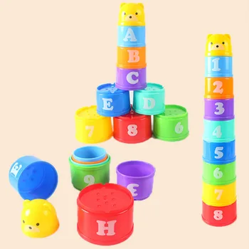 

baby Letters Foldind Stack Cup Tower Educational puzzle Toys 6Month+ Children Early Intelligence Enlightening Creative kids Toys