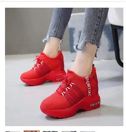 

Women's insoles 10cm loafers spring 2019 new Korean version go with platform aerated mesh shoes