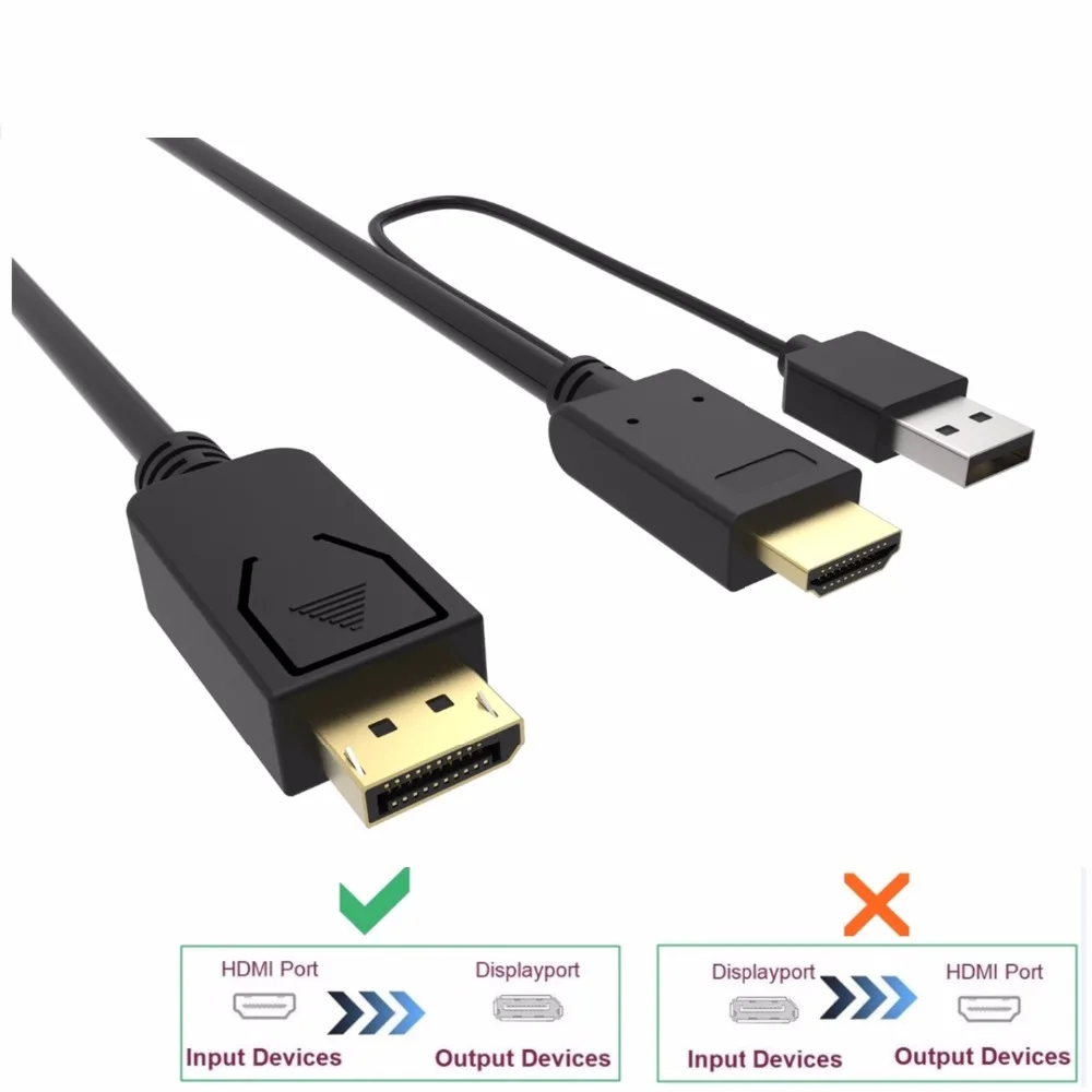 HDMI to DisplayPort Adapter Converter 2M cable with usb power 4k hdmi to dp Adaptor for Macbook Dell Monitor hdtv PS3
HDMI to DisplayPort Adapter Converter 2M cable with usb power 4k hdmi to dp Adaptor for Macbook Dell Monitor hdtv PS3