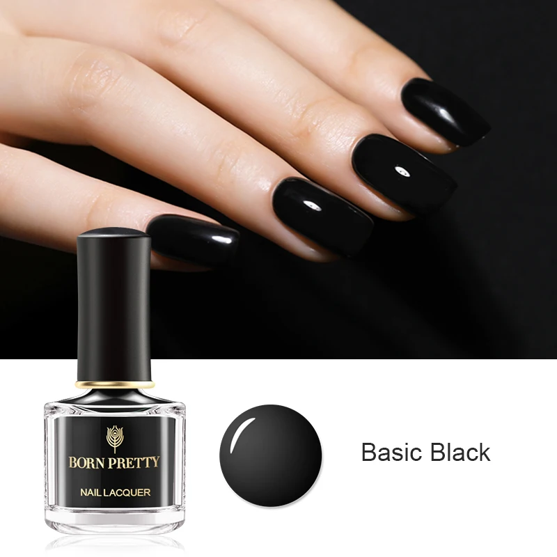 6ml BORN PRETTY Super Black Nail Polish Pure Nail Color Gloss Basic Black Base Varnish Manicure Nail Art Lacquer Vernis
