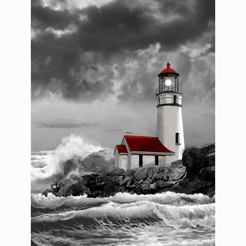 

New Handicrafts Seaside Lighthouse 5D Diy Diamond Painting Cross Stitch Diamond embroidery Mosaic European Home Decor KBL
