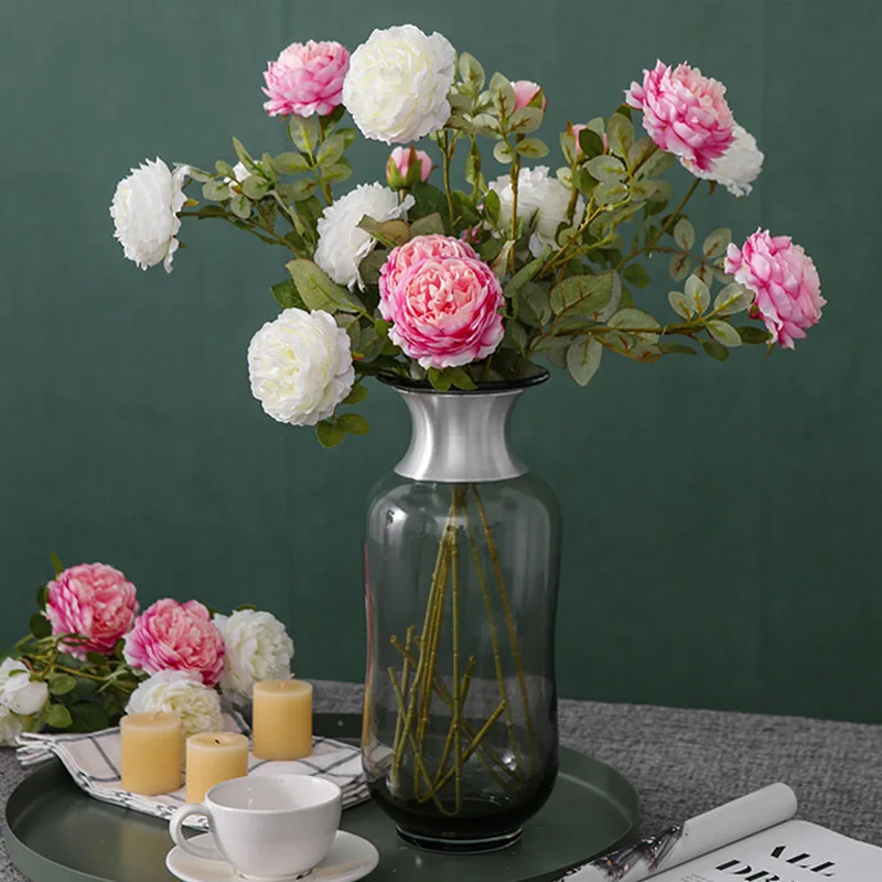 peony silk flower artificial peonies white  (11)