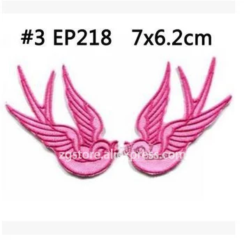 

Hot Selling ! NEW Embroidery Classic Fashion Patches Pink swallow Patches Iron on 7X6.2CM Cute Lovely