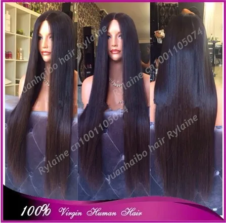 

Hot selling Best 6a grade1b# extra long indian virgin remy hair silky straight front lace wig free shipping