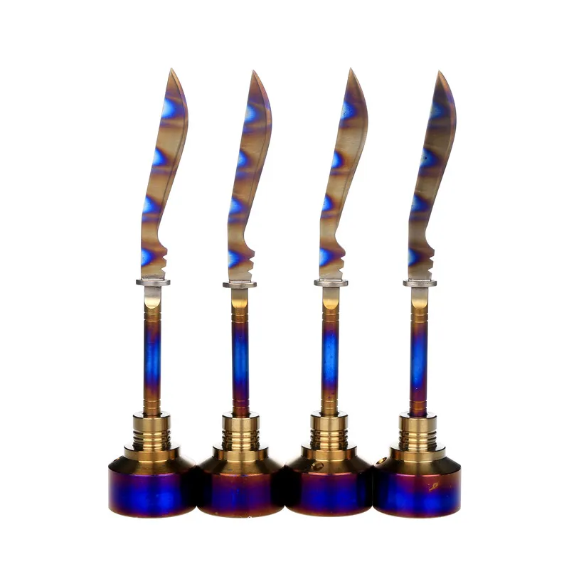 

Smoking Dogo 2017 Top Quality Rainbow Titanium Carb Cap Tool Domeless Titanium Nail Knife Style Dab Tool with Carb Cap Dabber