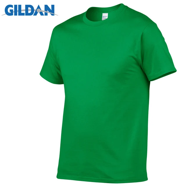 1 PCS Gildan Quality Men's Summer 100% Cotton T-Shirt Men Casual Short Sleeve O-Neck T Shirt Comfortable Solid Tops Tees Irish Green