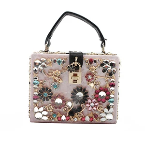 Женская сумочка с цветочным узором и бриллиантами, вечерняя сумочка, Роскошная сумочка для банкета, вечерние женские сумки на плечо, Свадебная Женская бархатная вечерняя сумка s B67 - Цвет: Розовый