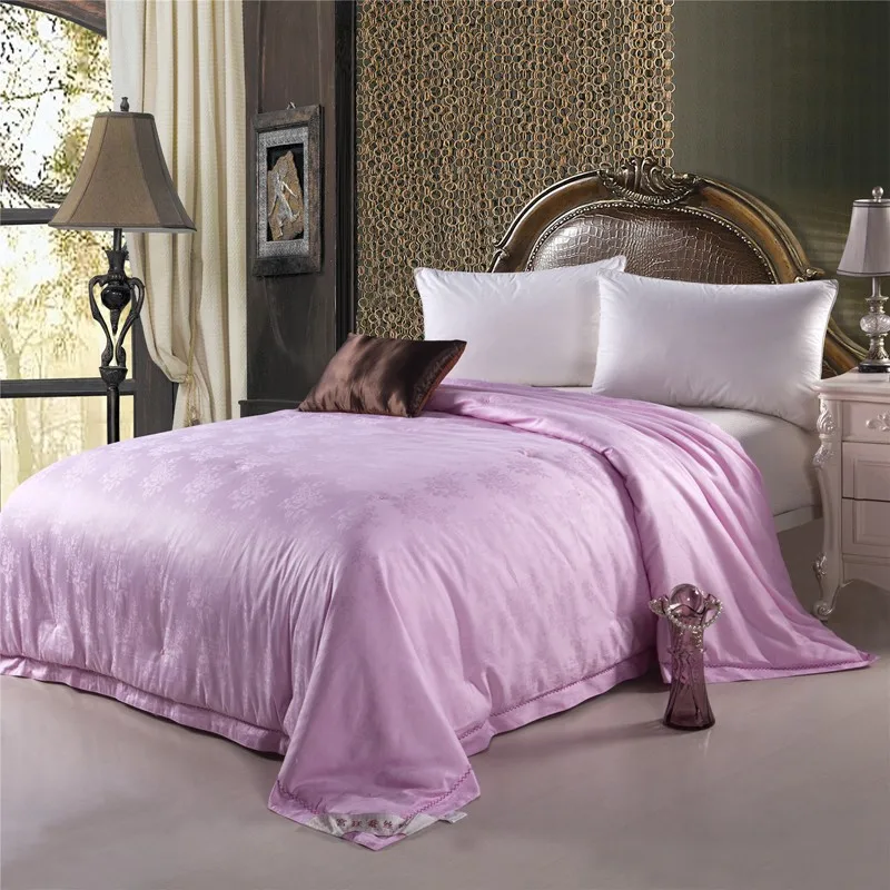 Полный/queen/King шелк тутового шелкопряда одеяло постельный комплект зима/лето хлопок покрывало розовый белый одеяло плед двуспальная кровать Размер