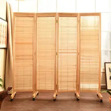 Восточный Японский Стиль 4-Панель деревянный складной Экран с колесами перегородкой домашний декор, декоративные Портативный азиатская мебель