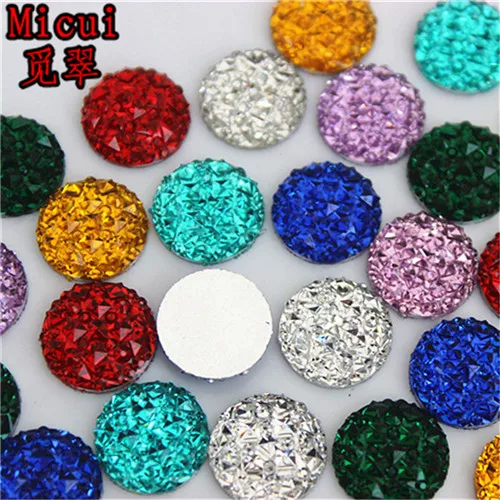 Mix color Micui 100 шт 12 мм Хрустальная Смола Круглая Плоская задняя Смола Стразы каменные бусины предметы для скрапбукинга ювелирные изделия аксессуары ZZ222 - Цвет: Mix color