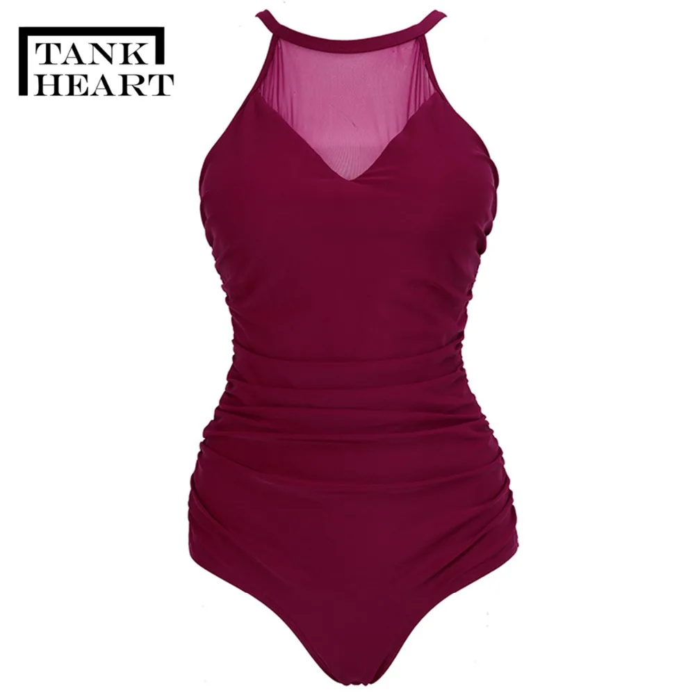 Billig Tank Herz Sexy Retro Einteiliges Anzüge Monokini Plus Size Bademode Frauen Ein Stück Badeanzug Badpak Trikini Badeanzug frauen 4XL